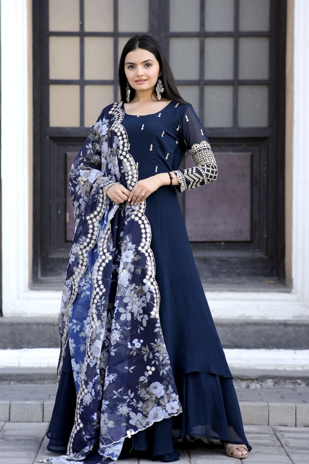 KA 1037 Fancy Designer Dupatta With Gown Catalog